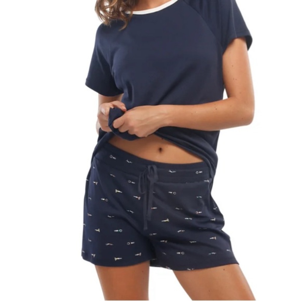 Jijamas The Night Swimmers Super Soft Shorts & T-Shirt Set Navy Blue